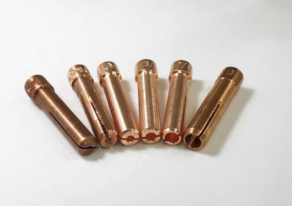 CK Worldwide 4 Series Stubby TIG Copper Split Collets - Professional GTAW Welding (5-Pack)