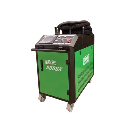Green and black machine with 'Red Sabre 3000X' branding on a white background