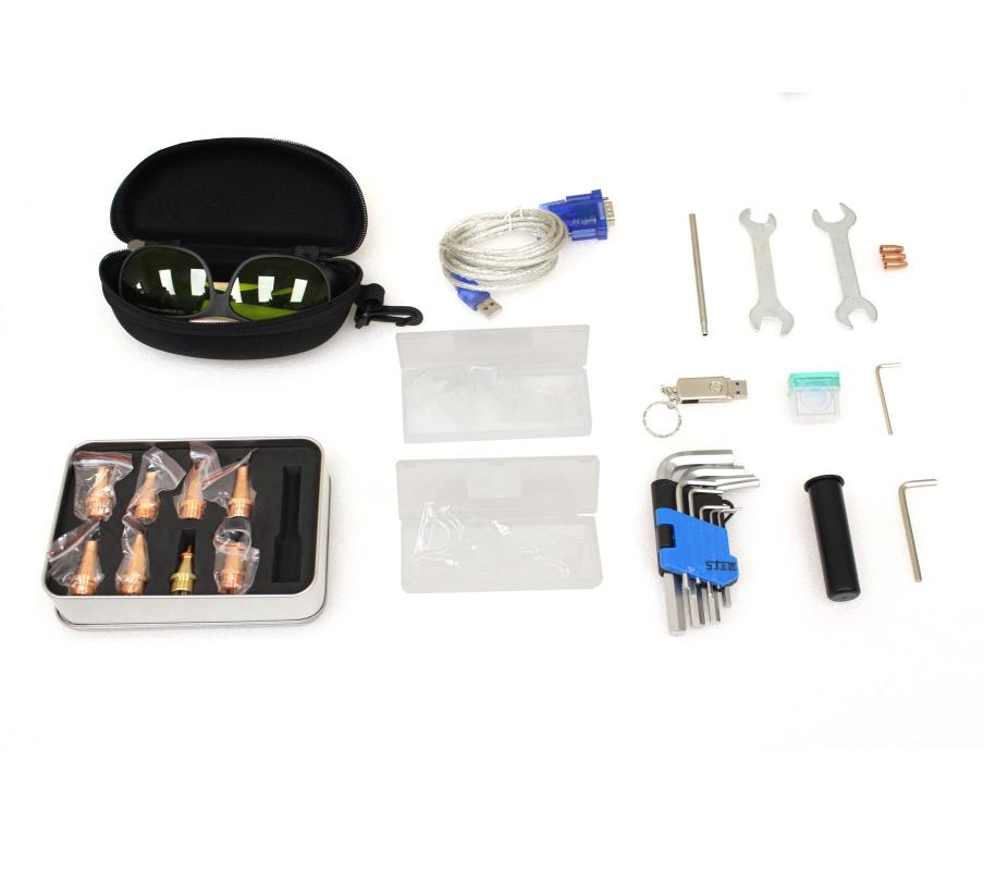 Collection of tools and accessories on a white background