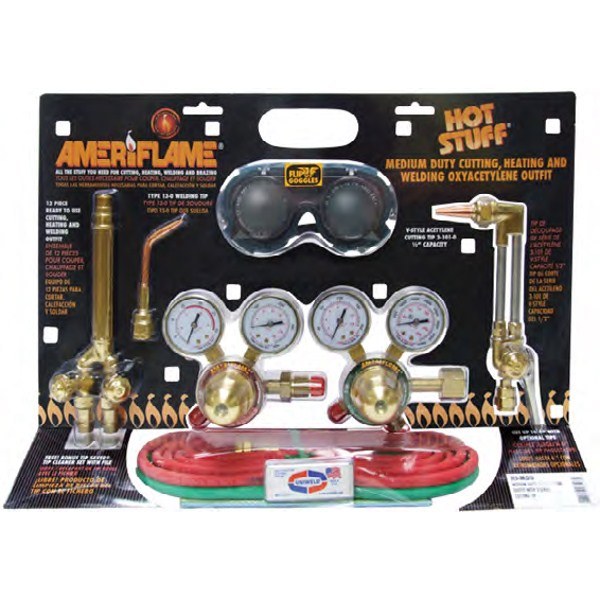 Uniweld Ameriflame HS-MDU Medium Duty Outfit for Welding, Brazing and Cutting - Complete 12-Piece Kit