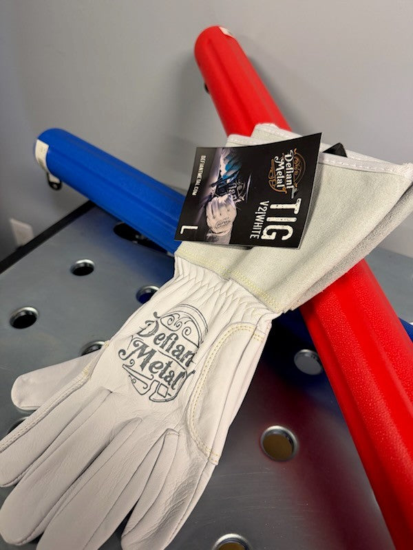 USA 250th Anniversary TIG Bundle – Defiant Metal White Gloves + Red & Blue Filler Rod Holders