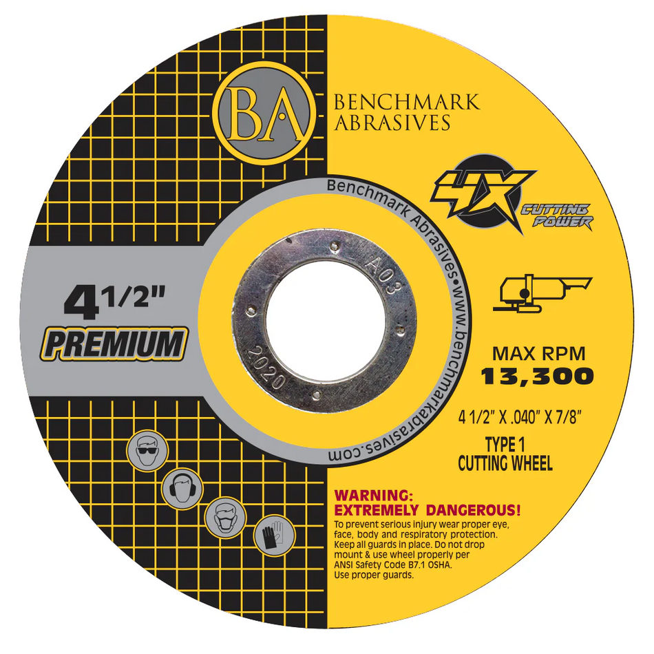 Benchmark Abrasives 4-1/2" x .040 x 7/8" T1 High Performance 4X Ceramic Cutting Wheels