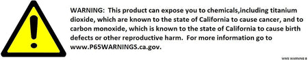 California Prop 65 warning sign with exclamation mark, chemical exposure warning text