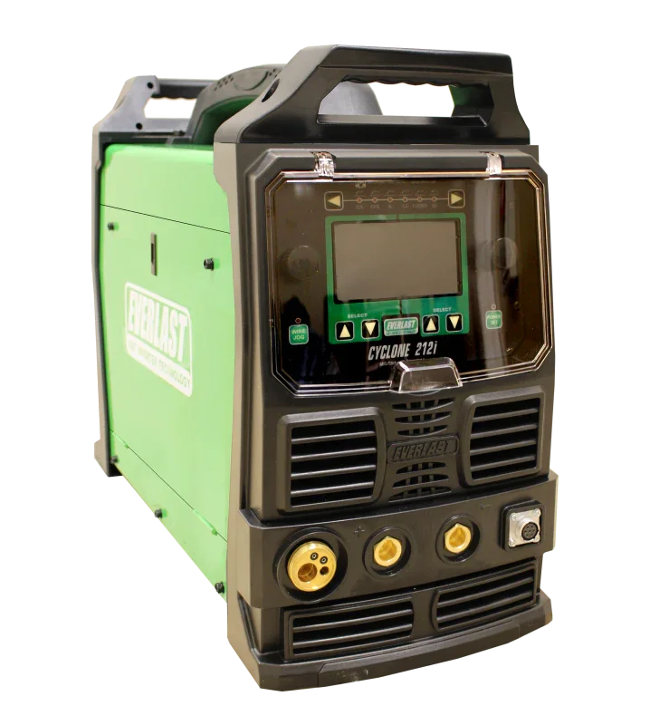 Everlast Cyclone 212i green welding machine with digital display and control panel