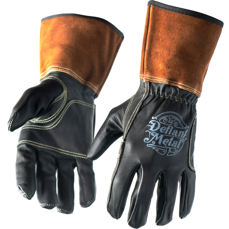 Defiant Metal Black TIG Welding Gloves - Premium Goatskin Professional GTAW Safety Equipment