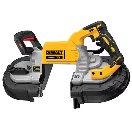 DeWalt 20V MAX XR cordless band saw with yellow and black ergonomic design