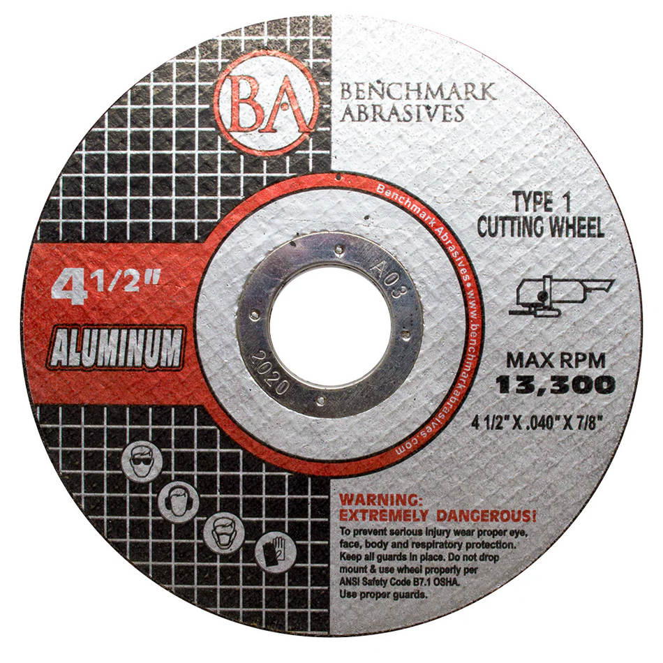 Benchmark Abrasives 4-1/2" x .040 x 7/8" T1 Thin Cut-off Wheel for Aluminum