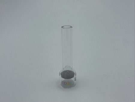 Clear quartz welding cup on plain background, TIG welding accessory