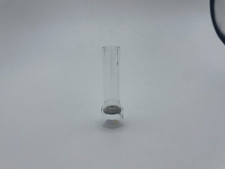 Clear glass welding cup for TIG welding on white background