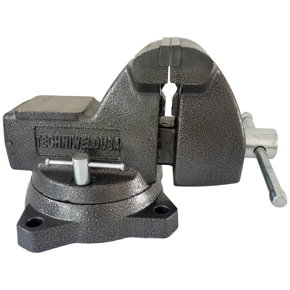 Grip Star Hercules GSV1176 6" Steel Bench Vise with Heavy Duty Rain Cover - 6700 lbs Clamping Force