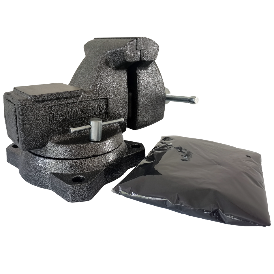 Grip Star Hercules GSV1176 6" Steel Bench Vise with Heavy Duty Rain Cover - 6700 lbs Clamping Force