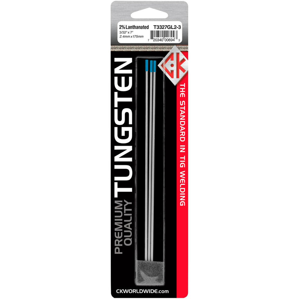 CK Worldwide 2% Lanthanated Tungsten Electrodes - Professional Blue Tip TIG Welding Rods (10 Pack)